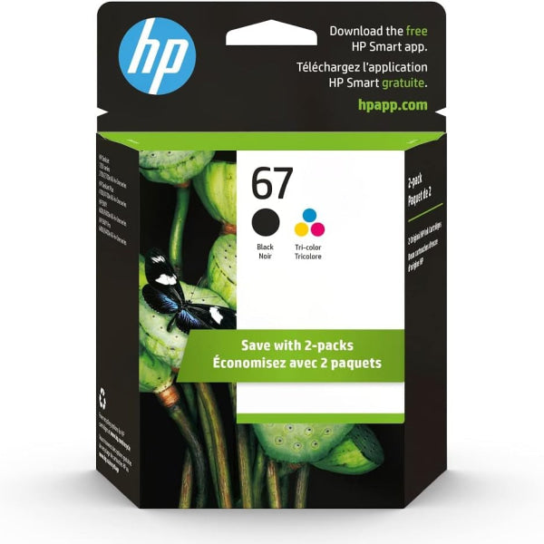 Genuine Hp #67 Black & Colour Ink Set For Envy 6020/6030/6034/6420/6430 [3Ym56Aa + 3Ym55Aa]