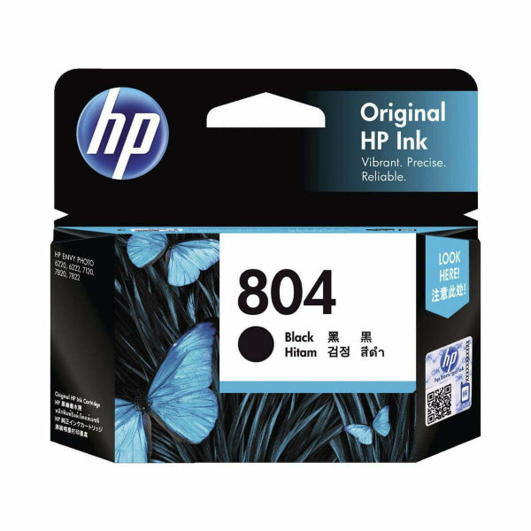 Genuine Hp #804 Black Ink Cartridge 200P For Envy Photo 6220/7120/7820/7822/Tango X [T6N10Aa] -