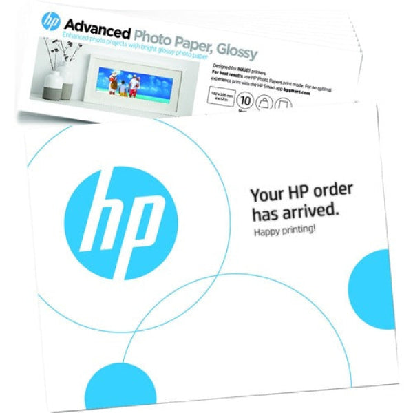 Genuine Hp Advanced Gloss Photo Paper 10X Sheets 4X12 Inch/10X30.5Cm/250Gsm [49V51A]