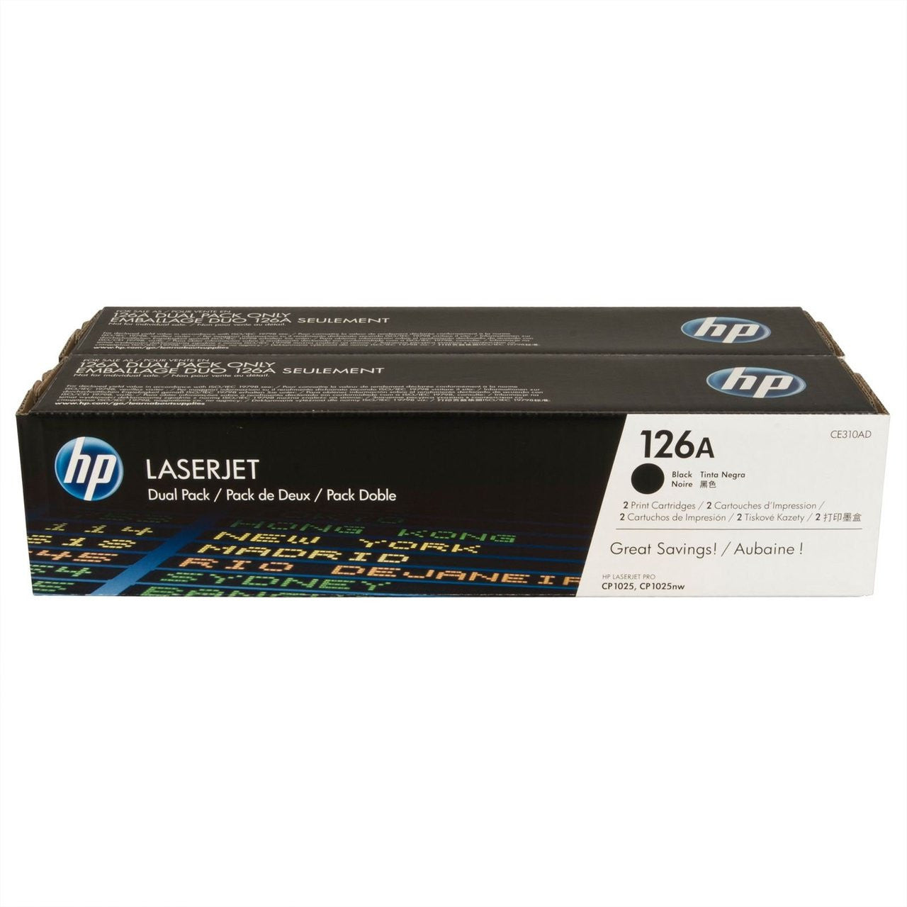 Genuine HP #126A BLACK Toner TWIN Pack for LaserJet CP1025 CP1025nw M175nw M275nw (1.2K x 2) [CE310AD]