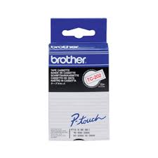 Genuine Brother TC-202 Label Tape Cartridge for P-Touch RED-on-WHITE 12mm x 7.7m [TC202]