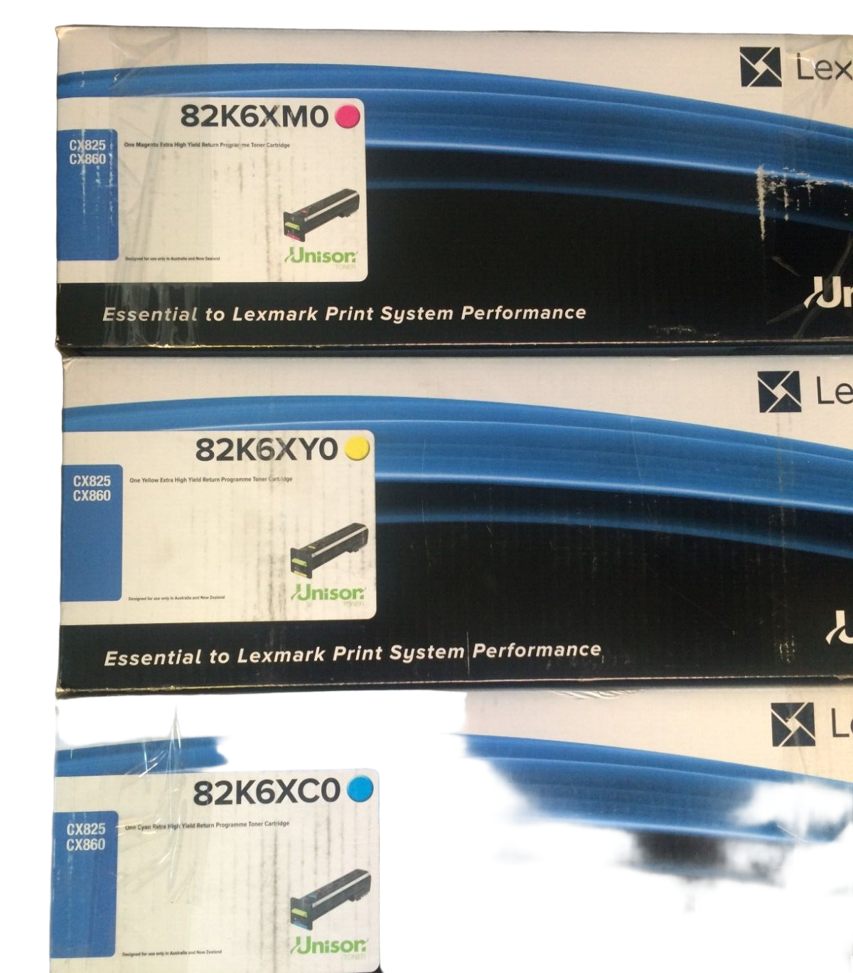Bundle: 3x Pack Genuine Lexmark CS820 CX825 CX860 Color Toner Cartridge Set Extra High Yield 82K6XC0 82K6XM0 82K6XY0