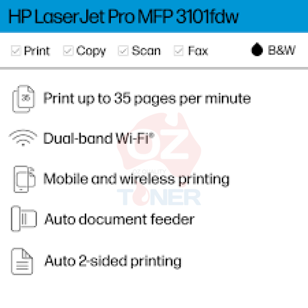 *New!* Hp Laserjet Pro Mfp 3101Fdw A4 Mono Wireless Laser Printer + Adf + Fax #138A [3G628F] Laser