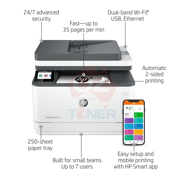 *New!* Hp Laserjet Pro Mfp 3101Fdw A4 Mono Wireless Laser Printer + Adf + Fax #138A [3G628F] Laser