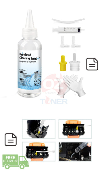 Oz Universal Printhead Cleaning Solution Kit For Canon/Epson/Hp Inkjet Printer (100Ml) Maintenance