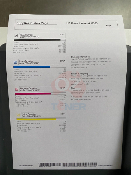 *Rfb* Hp Laserjet Enterprise M553X Color Laser Network Printer+Duplexer 40Ppm 14978 Pages Only