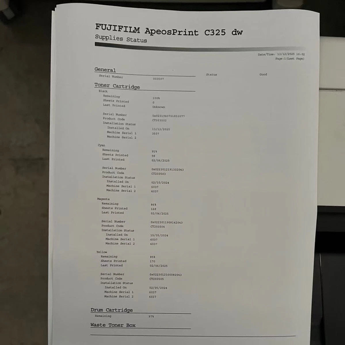 *Ex-Demo* FujiFilm ApeosPrint C325DW A4 Wireless Color Laser Printer [APC325DW] 1060 pages