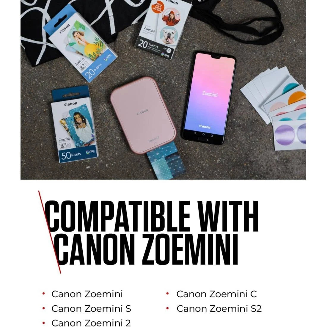 Genuine 20x Sheets Canon ZP-2030-20 Zoemini ZINK Glossy Sticky-Backed Photo Paper [3214C002]