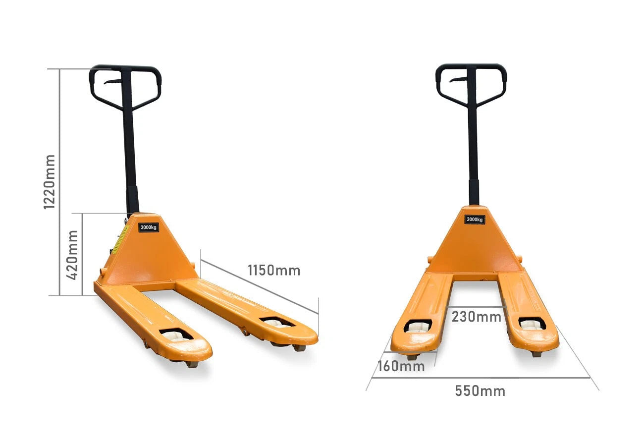 Pallet Jack Truck – Narrow Fork 550mm – Heavy Duty 3000kg Capacity Manual Lifter Hoist