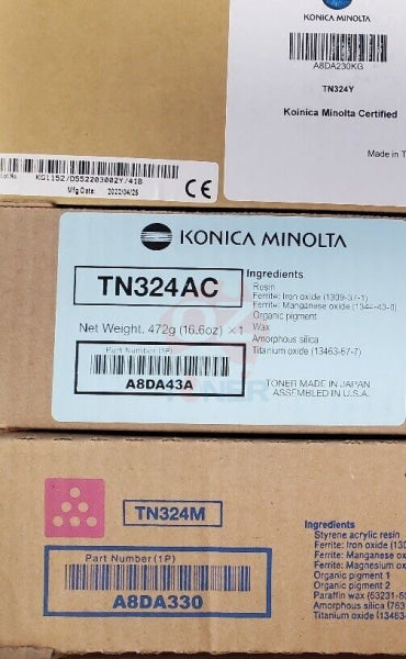 *Sale!* 3X Pack Genuine Konica Minolta Tn324C + Tn324M + Tn324Y Color Toner Set [A8Da290-A8Da490]