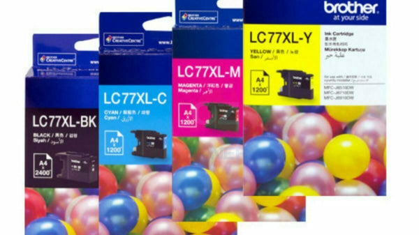 *Sale!* 4 Pack Brother Lc-77Xl Ink Set (1Bk 1C 1M 1Y) For Mfc-J5910Dw/J6510Dw/J6710Dw/J6910Dw (1.2K)
