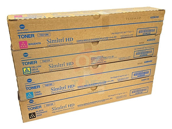 *Sale!* 4X Pack Genuine Konica Minolta Bizhub C454 C554 Tn512 C/M/Y/K Toner Cartridge Set (27K/25K)