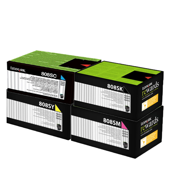 *Sale!* 4X Pack Genuine Lexmark Cx310 Cx410 Cx510 808Sk/C/M/Y Toner Set Return Program