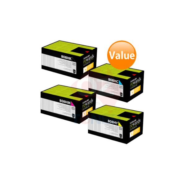 *Sale!* 4X Pack Genuine Lexmark Cx410 Cx510 808Hk/C/M/Y High Yield Toner Cartridge Set (4K/3K) -