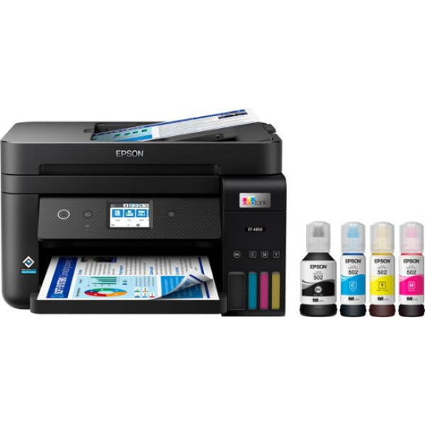 Epson Ecotank Et-4850 A4 Inkjet Multifunction Printer+502 Ink Bottle+Wty [C11Cj6050] Printer