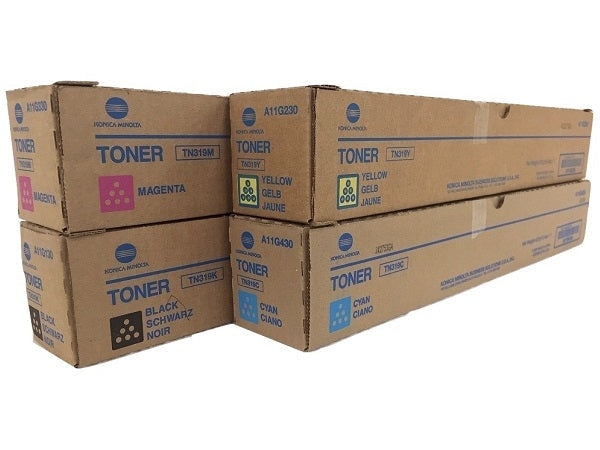*Sale!* Genuine 4X Pack Konica Minolta Bizhub C360 C/M/Y/K Toner Set Tn319K Tn319C Tn319M Tn319Y