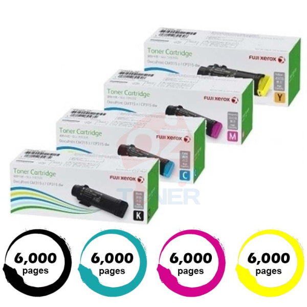 Genuine Fuji Xerox High Yield Mps Toner Set For Cp315Dw/Cm315Z/Dpcm315Z (6K) *651-654* Cartridge -