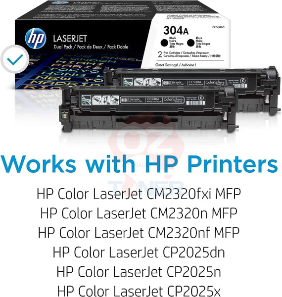 *Sale!* Genuine Hp #304A Toner Cartridge *Twin Pack* Cc530Ad For Color Laserjet Cm2320Fxi Mfp