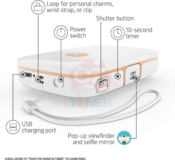 *Sale!* Hp Sprocket 2-In-1 Instant Camera + Zink Portable Bluetooth Photo Printer White [2Fb96A]