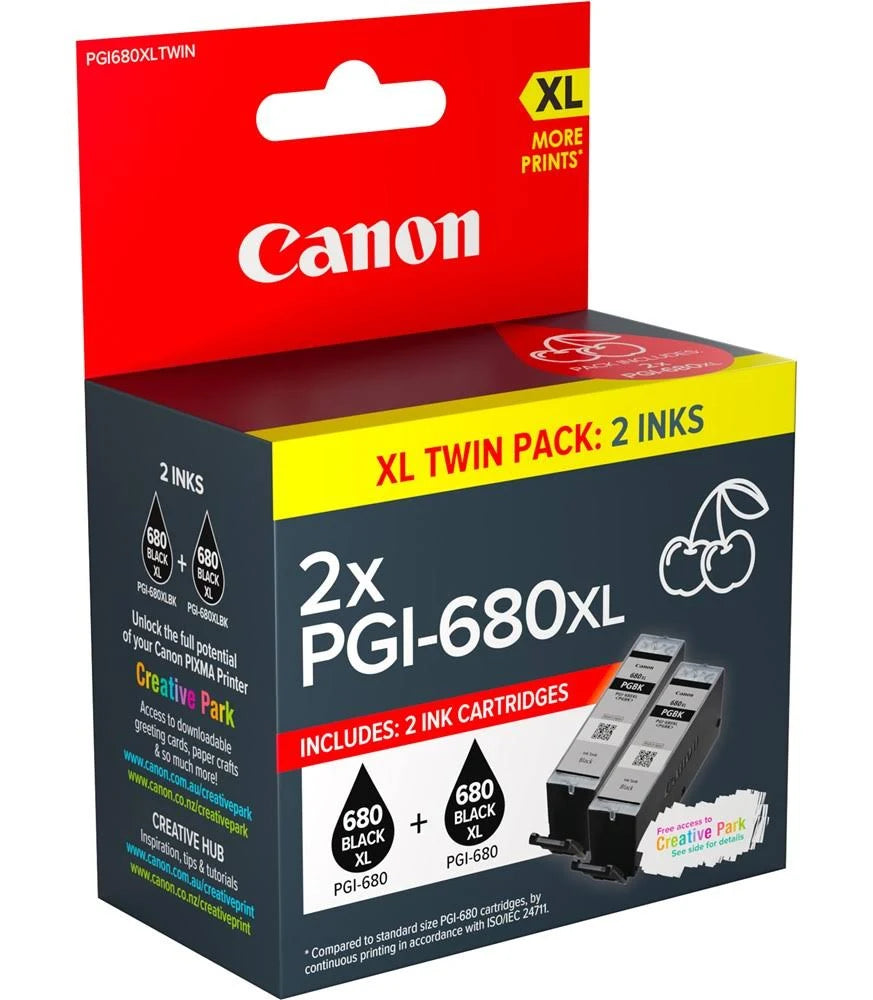 Genuine Canon PGI-680XL Black Ink Cartridge – Twin Pack (2 × 400 Pages)