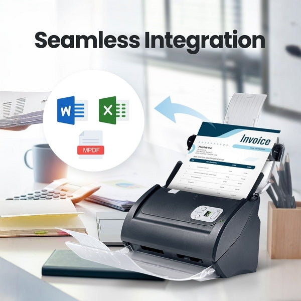 Plustek PS188 High-Speed Duplex Color Document Scanner 30ppm ADF