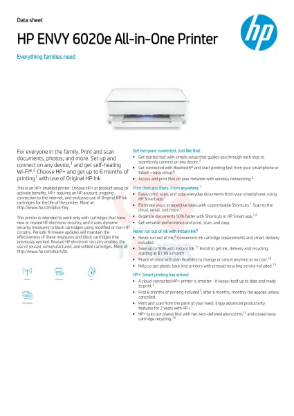 Hp Envy 6020E All-In-One Wireless Inkjet Printer+Duplex+Airprint #67/67Xl Ink [223N6A] Printer