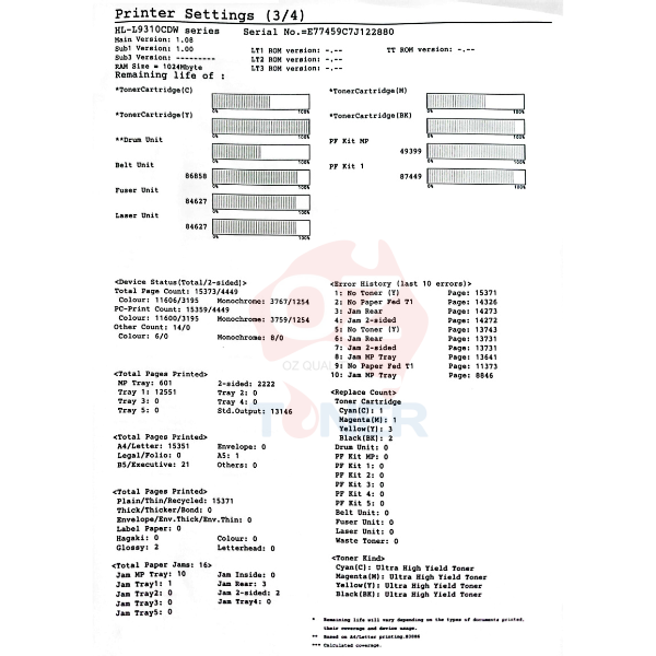 *Used!* Brother Hl-L9310Cdw A4 Wireless Color Laser Duplex Printer 33Ppm Single Function