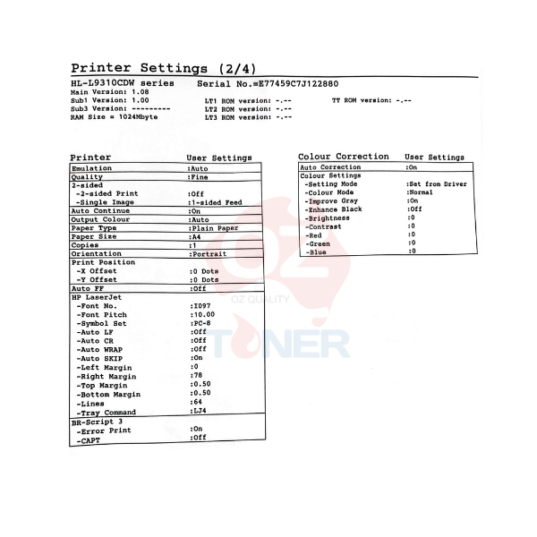 *Used!* Brother Hl-L9310Cdw A4 Wireless Color Laser Duplex Printer 33Ppm Single Function