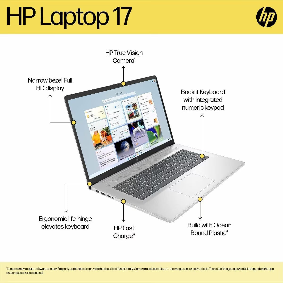 *SALE!* HP 17.3 inch Laptop Core 5/16GB/512GB SSD/Win 11 17-cn4040TU, Silver [CJ1C5PA]
